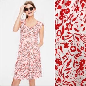 Boden Margot Jersey floral day dress cap sleeves pockets resortwear preppy sz 8